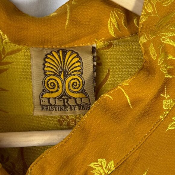 URU By Kristine St. Erik Vintage Mustard Gold Jacquard Tunic Jacket One Size - Picture 4 of 6
